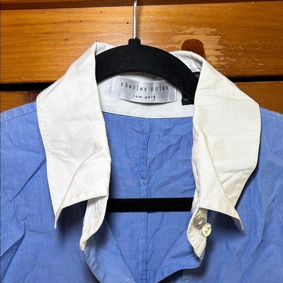 Chic Blue Shirt with White Accents - Picture 2 of 6